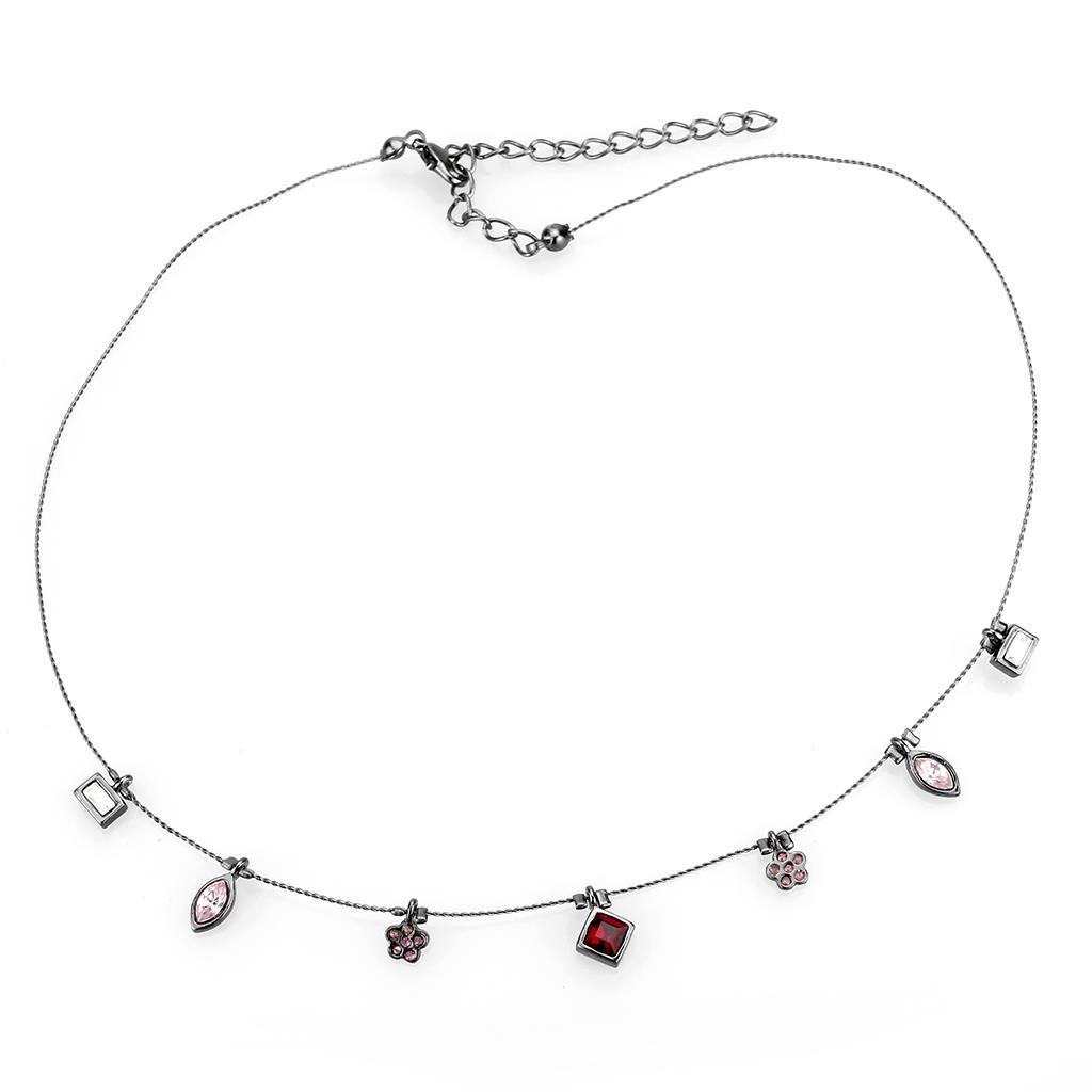 Ruthenium White Metal Necklace with Top Grade Crystal  in Multi Color
