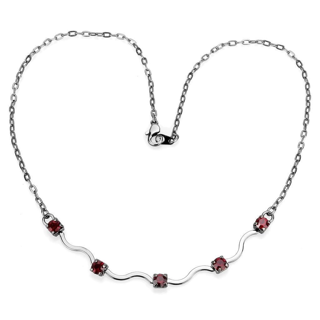 Ruthenium White Metal Necklace with AAA Grade CZ  in Siam