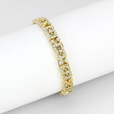 Gold Brass Bracelet with AAA Grade CZ  in Clear