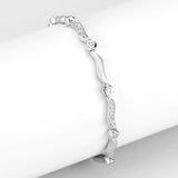 LO4740 Matte Rhodium & Rhodium Brass Bracelet with AAA Grade CZ in Clear