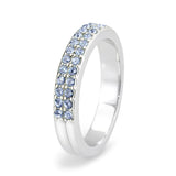 Rhodium Brass Ring with Top Grade Crystal in Aquamarine
