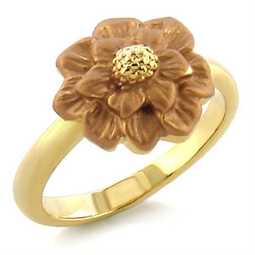 Gold White Metal Ring with Top Grade Crystal  in Light Smoked