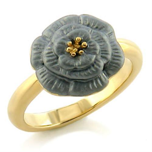Gold White Metal Ring with Top Grade Crystal  in Light Smoked