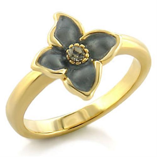 Gold White Metal Ring with Top Grade Crystal  in Black Diamond