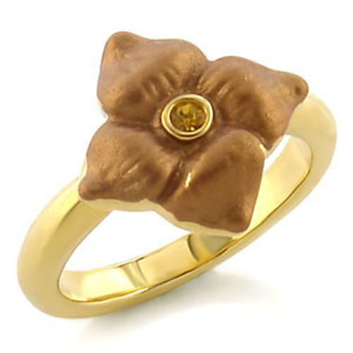 Gold White Metal Ring with Top Grade Crystal  in Topaz