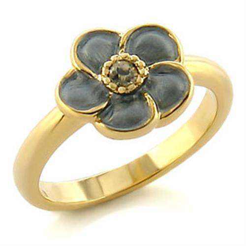 Gold White Metal Ring with Top Grade Crystal  in Black Diamond