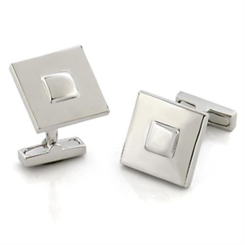 Rhodium Brass Cufflink with No Stone