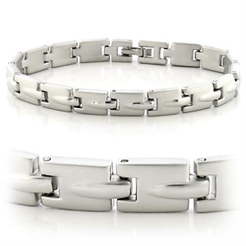 Matte Rhodium & Rhodium White Metal Bracelet with No Stone