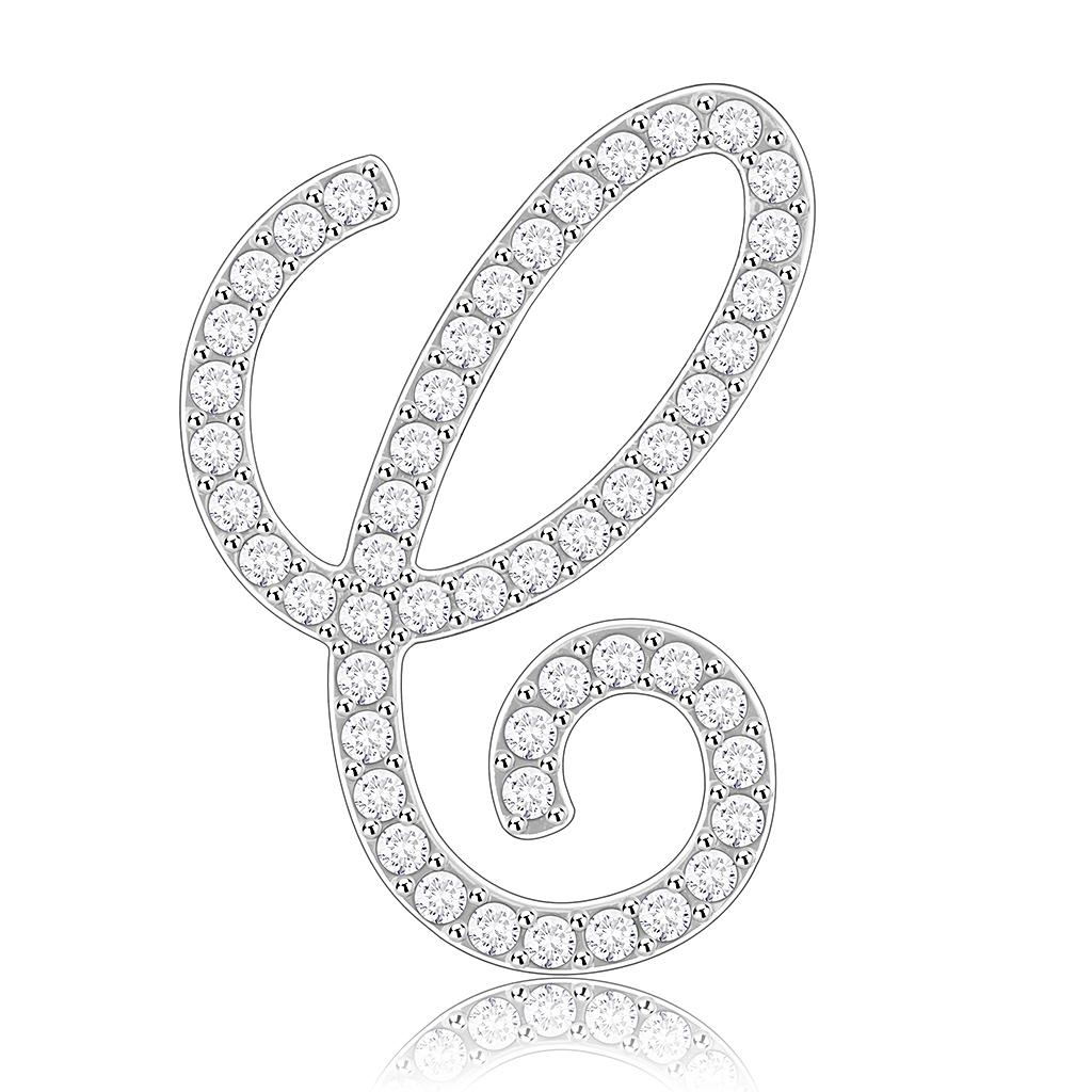 Rhodium Brass Brooches with Top Grade Crystal  in Clear