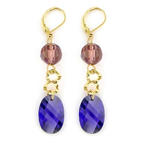 Gold Brass Earrings with AAA Grade CZ  in Multi Color