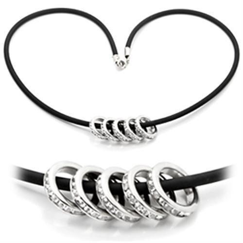 Rhodium Brass Chain Pendant with Top Grade Crystal  in Clear