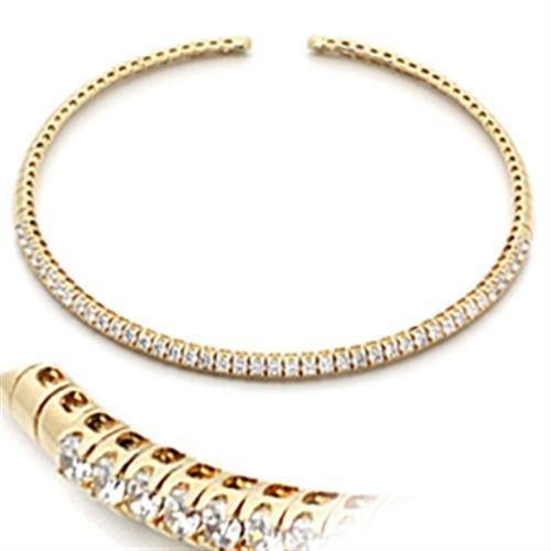 Gold Brass Necklace with AAA Grade CZ  in Clear