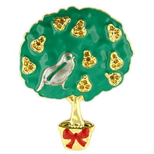 Gold+Rhodium White Metal Brooches with Top Grade Crystal  in Topaz