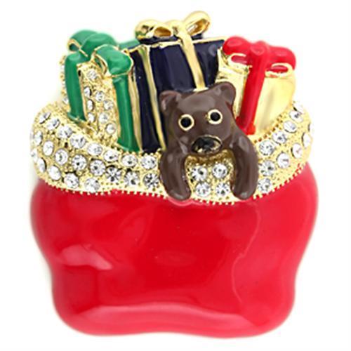 Gold White Metal Brooches with Top Grade Crystal  in Clear