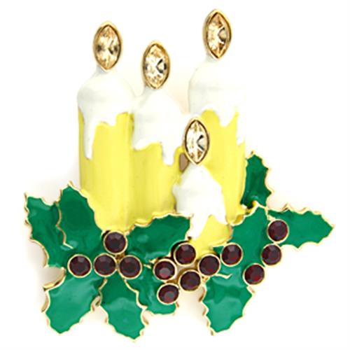 Gold White Metal Brooches with Top Grade Crystal  in Citrine Yellow