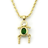 Gold Brass Chain Pendant with AAA Grade CZ  in Emerald