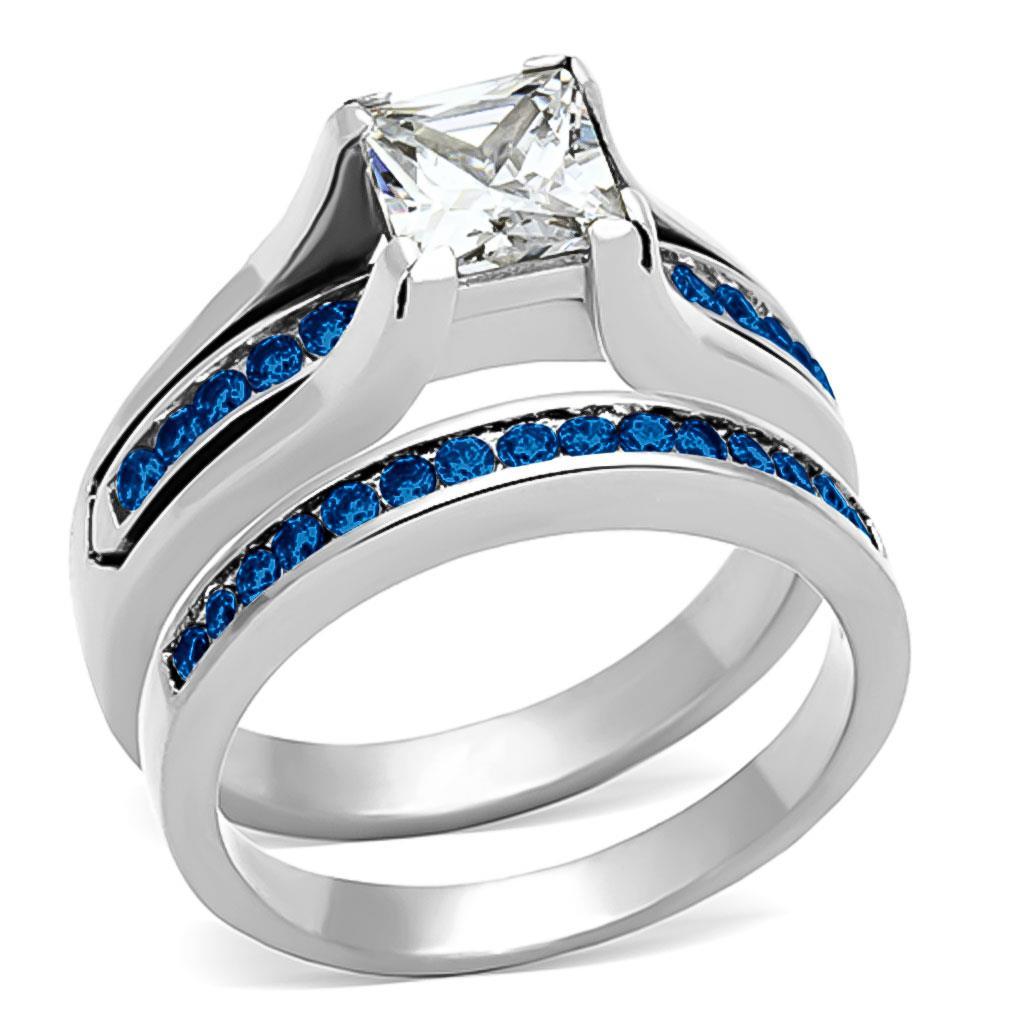 High polished (no plating) Stainless Steel Ring with AAA Grade CZ  in Multi Color