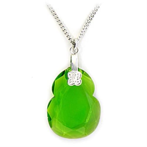 Rhodium Brass Chain Pendant with Synthetic Spinel in Peridot