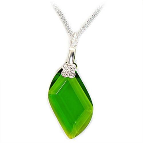 Rhodium Brass Chain Pendant with Synthetic Spinel in Peridot