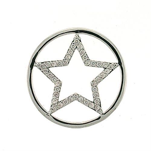 Rhodium Brass Pendant with AAA Grade CZ  in Clear