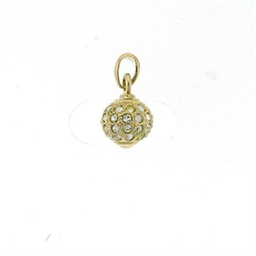 Gold Brass Pendant with Top Grade Crystal  in Clear