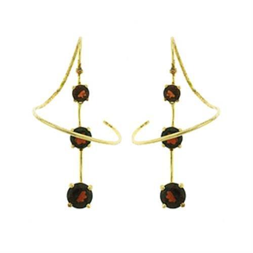 Gold 925 Sterling Silver Earrings with AAA Grade CZ  in Smoky Topaz