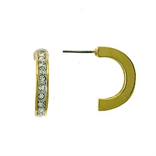 Gold Brass Earrings with Top Grade Crystal  in Clear