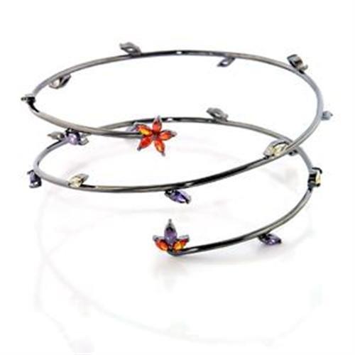 Ruthenium Brass Arm Loop with AAA Grade CZ  in Multi Color