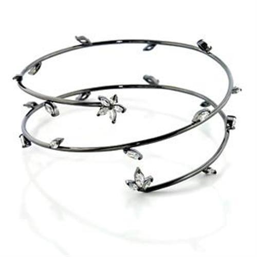 Ruthenium Brass Arm Loop with AAA Grade CZ  in Clear