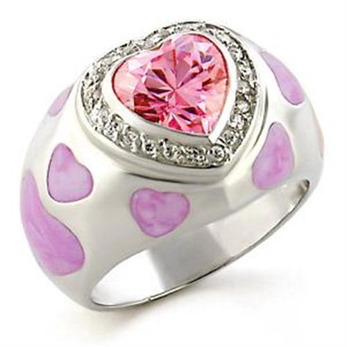 High-Polished 925 Sterling Silver Ring with AAA Grade CZ  in Rose