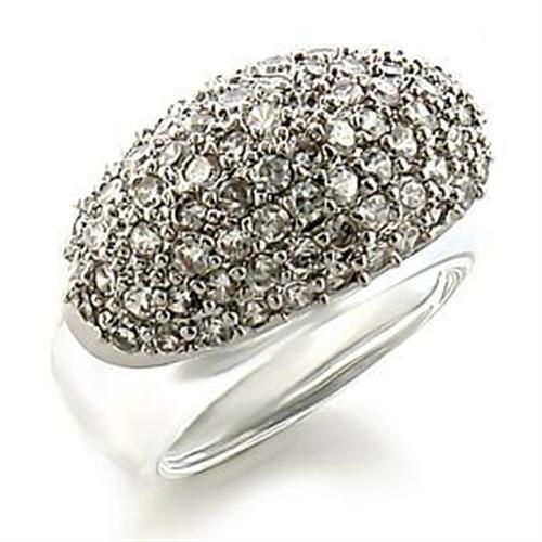 Rhodium Brass Ring with AAA Grade CZ  in Clear