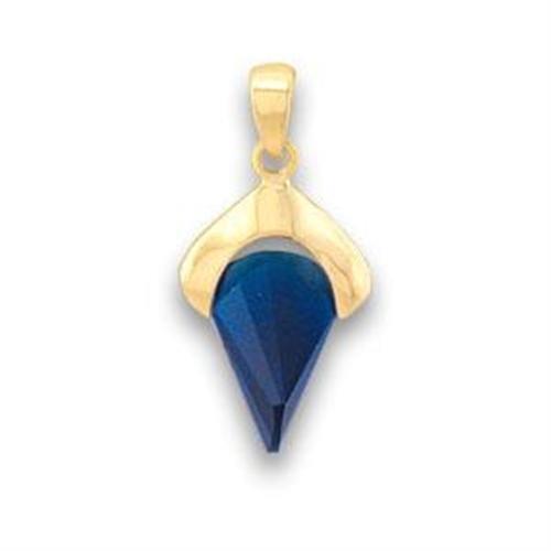 Gold Brass Pendant with Synthetic Synthetic Glass in Montana