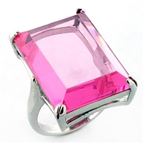 Rhodium 925 Sterling Silver Ring with AAA Grade CZ  in Rose