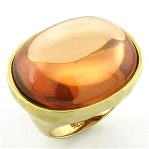 Gold 925 Sterling Silver Ring with AAA Grade CZ  in Orange
