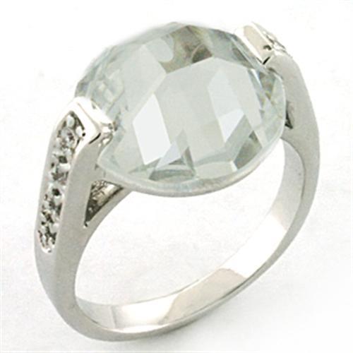 Rhodium Brass Ring with AAA Grade CZ  in Clear