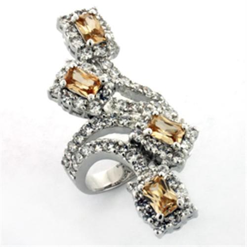 Rhodium Brass Ring with AAA Grade CZ  in Multi Color