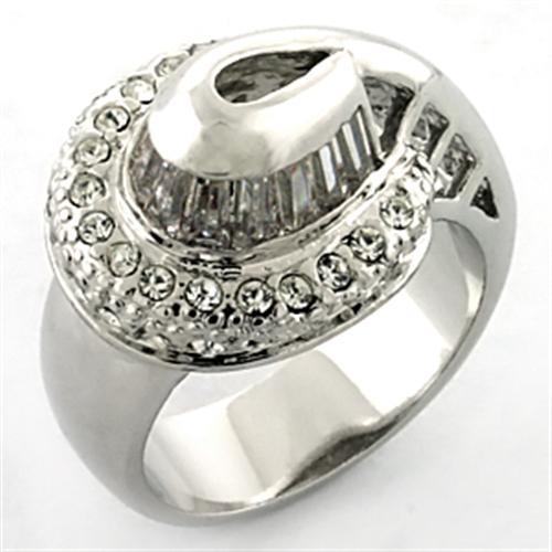 Rhodium Brass Ring with AAA Grade CZ  in Clear