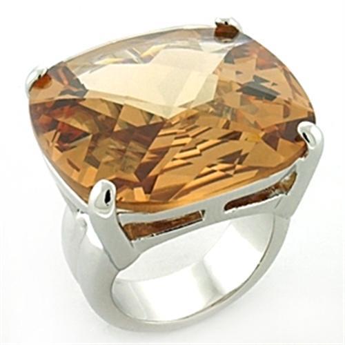 Rhodium Brass Ring with AAA Grade CZ  in Topaz