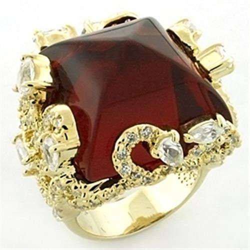 Gold Brass Ring with Synthetic Synthetic Glass in Siam