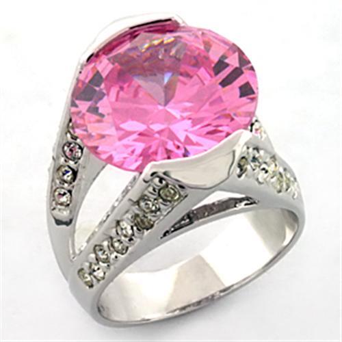 Rhodium Brass Ring with AAA Grade CZ  in Rose