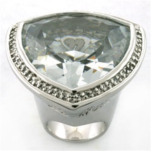 Rhodium Brass Ring with AAA Grade CZ  in Clear