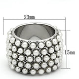 Rhodium Brass Ring with Synthetic Pearl in White