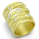 Matte Gold Brass Ring with Top Grade Crystal  in Clear