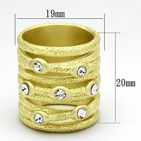 Matte Gold Brass Ring with Top Grade Crystal  in Clear