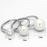 Rhodium Brass Ring with Synthetic Pearl in White