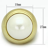 Matte Gold Brass Ring with Synthetic Pearl in White