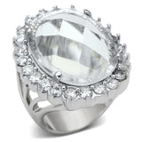 Rhodium Brass Ring with Synthetic Synthetic Glass in Clear