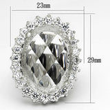 Rhodium Brass Ring with Synthetic Synthetic Glass in Clear