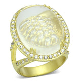 Matte Gold Brass Ring with Synthetic Synthetic Glass in Clear