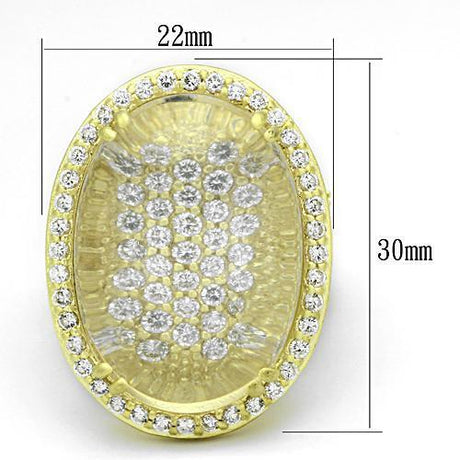 Matte Gold Brass Ring with Synthetic Synthetic Glass in Clear